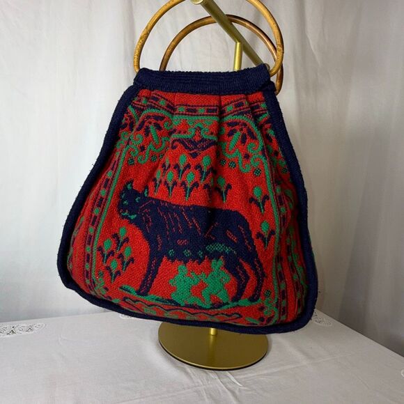Vintage 1960s Italian Tapestry Handbag | “ROMA” Basilica & Capitoline Wolf Scene - Picture 5 of 12